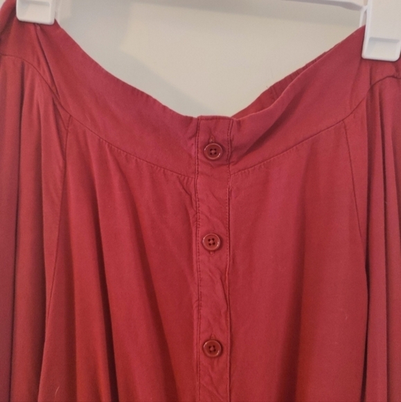 Torrid Burgundy Red Challis Button Front Midi Skirt Women's 1X Plus Size EUC - Picture 7 of 11